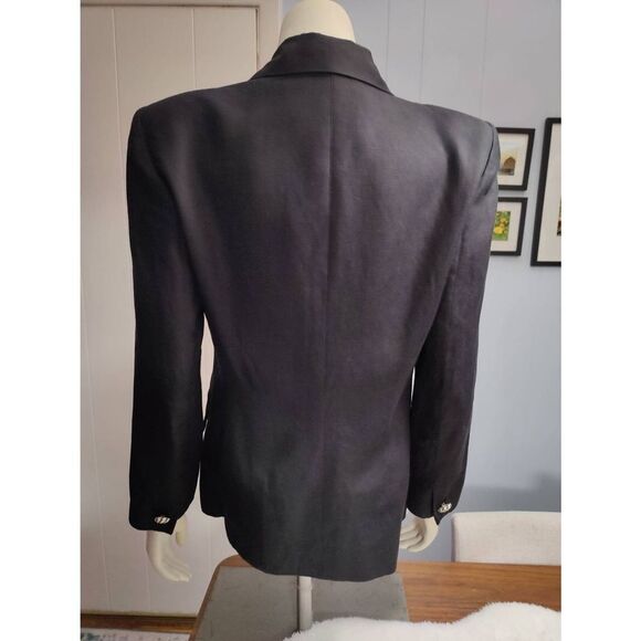 Dana Buchman Linen Blend Embroidered Lined Fitted Blazer with Shoulder Pads - Picture 4 of 6